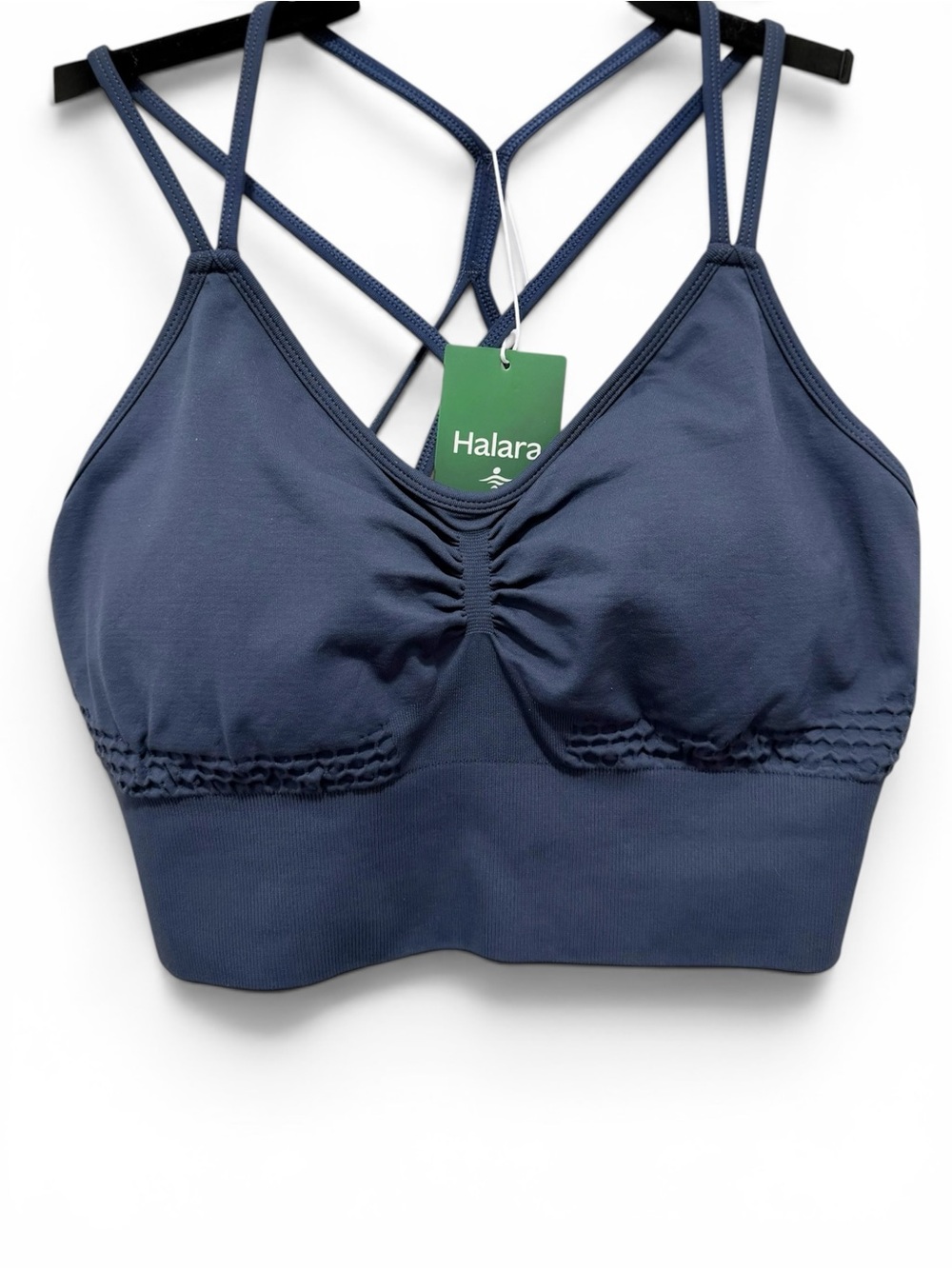 HALARA Navy Strappy Ruched Seamless Sports Bralette Size XL – NWT